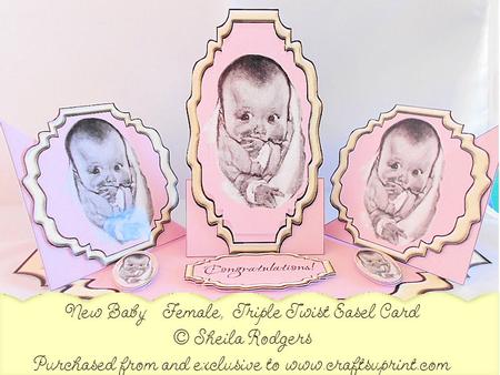 Triple Twist Easel Card - New Baby - Female
