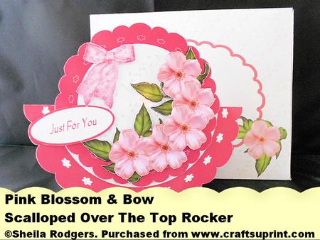 Scalloped Over the Top Rocker - Pink Blossom & Bow