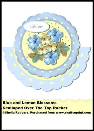 Scalloped Over the Top Rocker - Blue and Lemon Blossoms