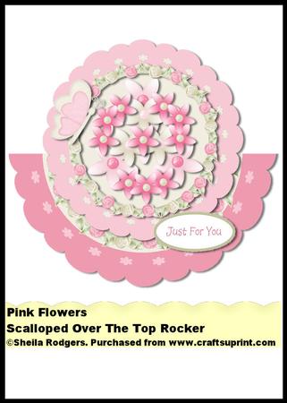 Scalloped Over the Top Rocker - Pink Flowers