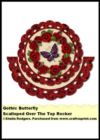 Scalloped Over the Top Rocker - Gothic Butterfly