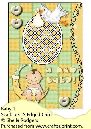 Scalloped S Edged Card - Baby 1