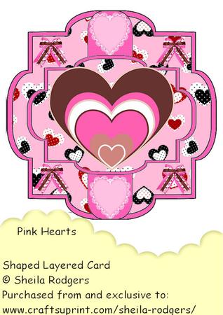 Shaped Layered Card - Pink Hearts