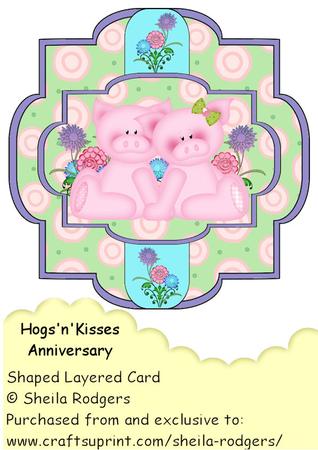Shaped Layered Card - Hogs'n'kisses