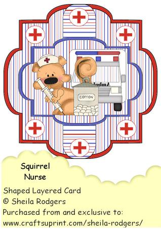 Shaped Layered Card - Squirrel Nurse