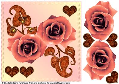 Leopard Roses Topper for 8 x 8 Card