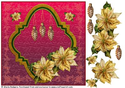 Golden Poinsettia Topper for 8 x 8 Card