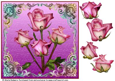 Sweetheart Roses Topper for 8 x 8 Card
