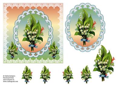 Vintage Lily of the Valley in Oval Frame