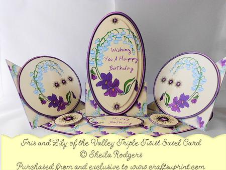 Triple Twist Easel Card - Iris and Lily of the Valley