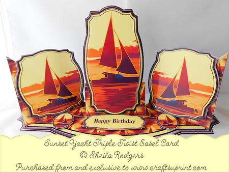 Triple Twist Easel Card - Sunset Yacht