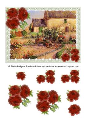 The Garden with Red Roses
