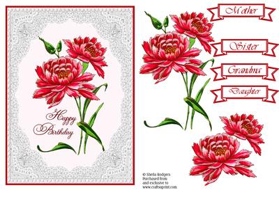 Vintage Red Flowers and Lace