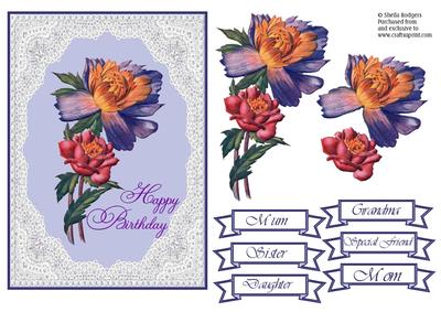 Vintage Rich Coloured Flowers in Lace