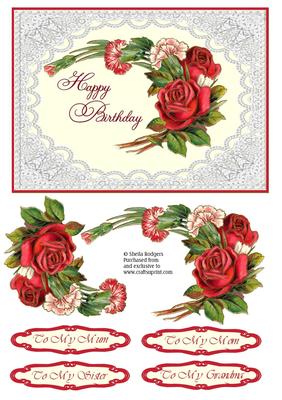Vintage Roses and Carnations in Lace