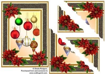 Baubles and Poinsettias Scalloped Corners