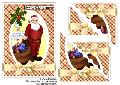 Santa with Holly Scalloped Corners