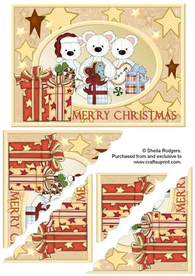 Polar Bears with Presents Scalloped Corners