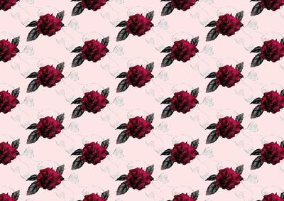 Red Roses and Silver Hearts Backing Paper
