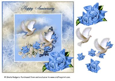 Doves and Roses Anniversary Card