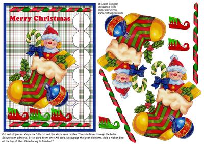 Woven Ribbon Card - Toys in Stocking