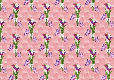 Lily Bouquet & Butterflies Backing Paper