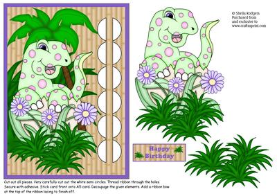 Woven Ribbon Card - Spotted Dinosaur