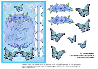 Woven Ribbon Card - Birthday Plaque with Butterflies