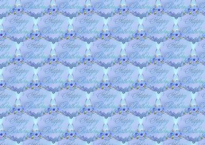 Happy Birthday Backing Paper with Blue Flowers