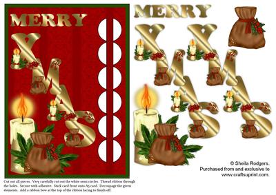 Woven Ribbon Card - Christmas Candle and Spice Bag