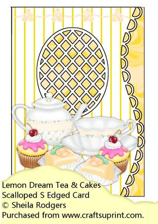 Lemon Dream Tea & Cakes Scalloped S Edged Card