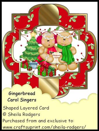 Gingerbread Carol Singers - Shaped Layered Card