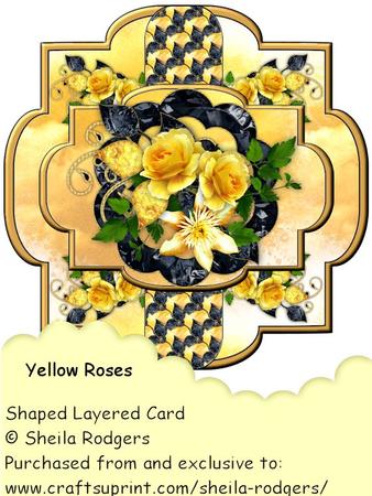 Yellow Roses Shaped Layered Card