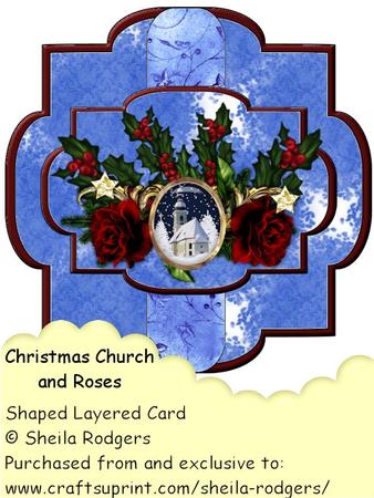 Christmas Church and Roses Shaped Layered Card