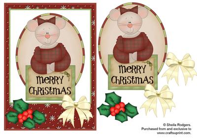 Christmas Mouse Oval 1