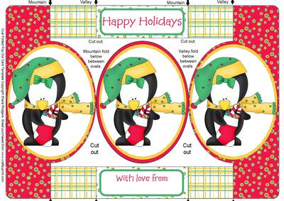 Christmas Penguin 3 Tri Fold Card