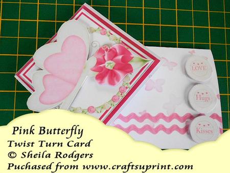 Pink Butterfly Twist Turn Card
