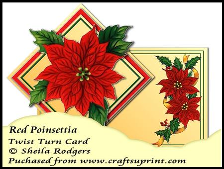 Twist Turn Card - Red Poinsettia