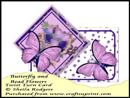 Twist Turn Card - Butterfly and Bead Flowers