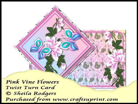 Twist Turn Card - Pink Vine Flowers