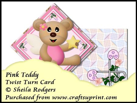 Twist Turn Card - Pink Teddy