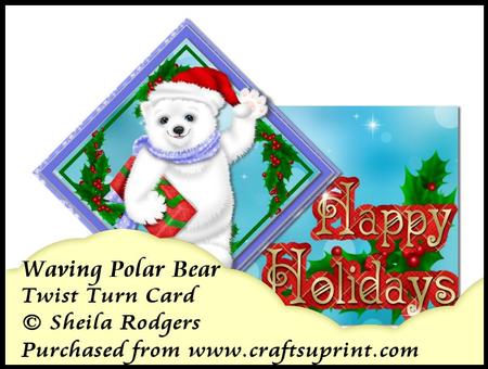 Twist Turn Card - Waving Polar Bear