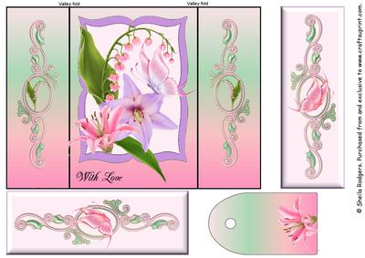Gatefold Card - Lilies and Butterfly