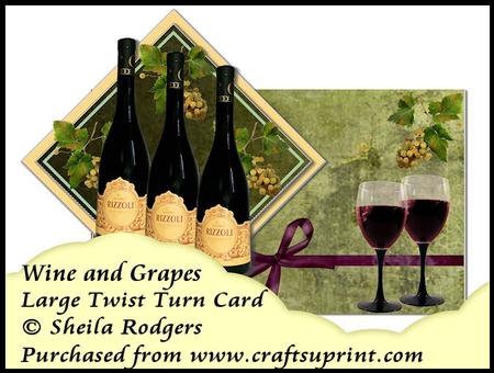 Large Twist Turn Card - Wine and Grapes