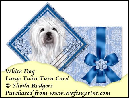 Large Twist Turn Card - White Dog