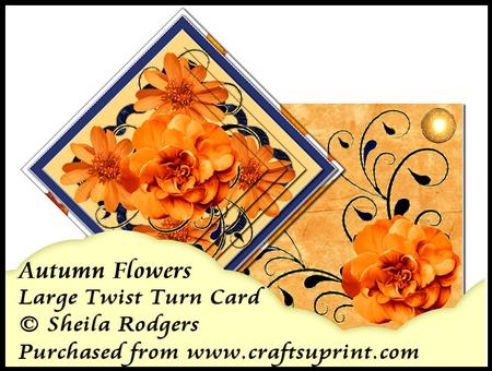 Large Twist Turn Card - Autumn Flowers