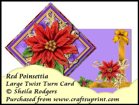 Large Twist Turn Card - Red Poinsettia