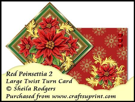 Large Twist Turn Card - Red Poinsettia 2