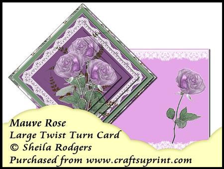 Large Twist Turn Card - Mauve Rose