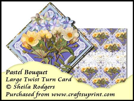 Large Twist Turn Card - Pastel Bouquet